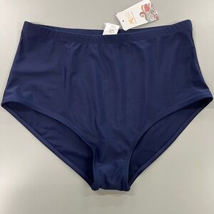 Women’s Elegant Navy High-Waist Bikini Bottoms Size Medium NWT!